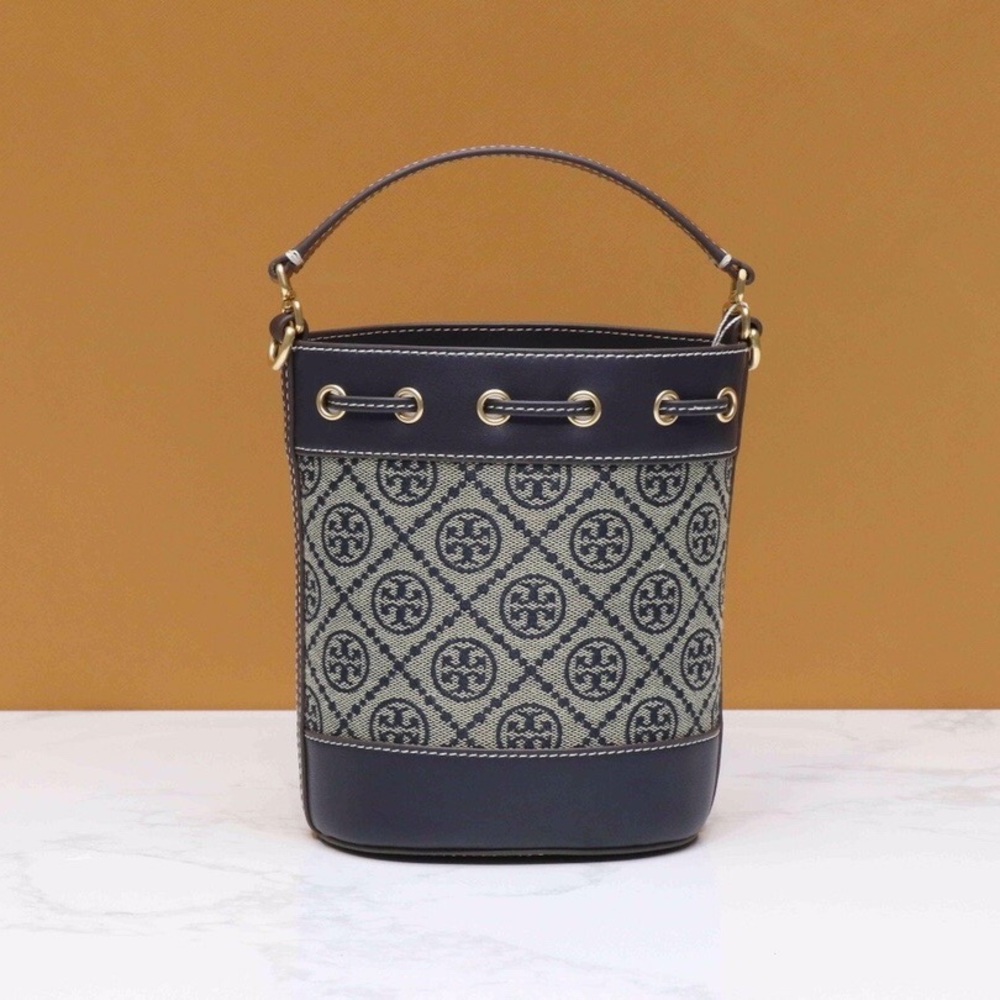 Tory Burch T Monogram Jacquard Mini Bucket Bag - Picture 3 of 7